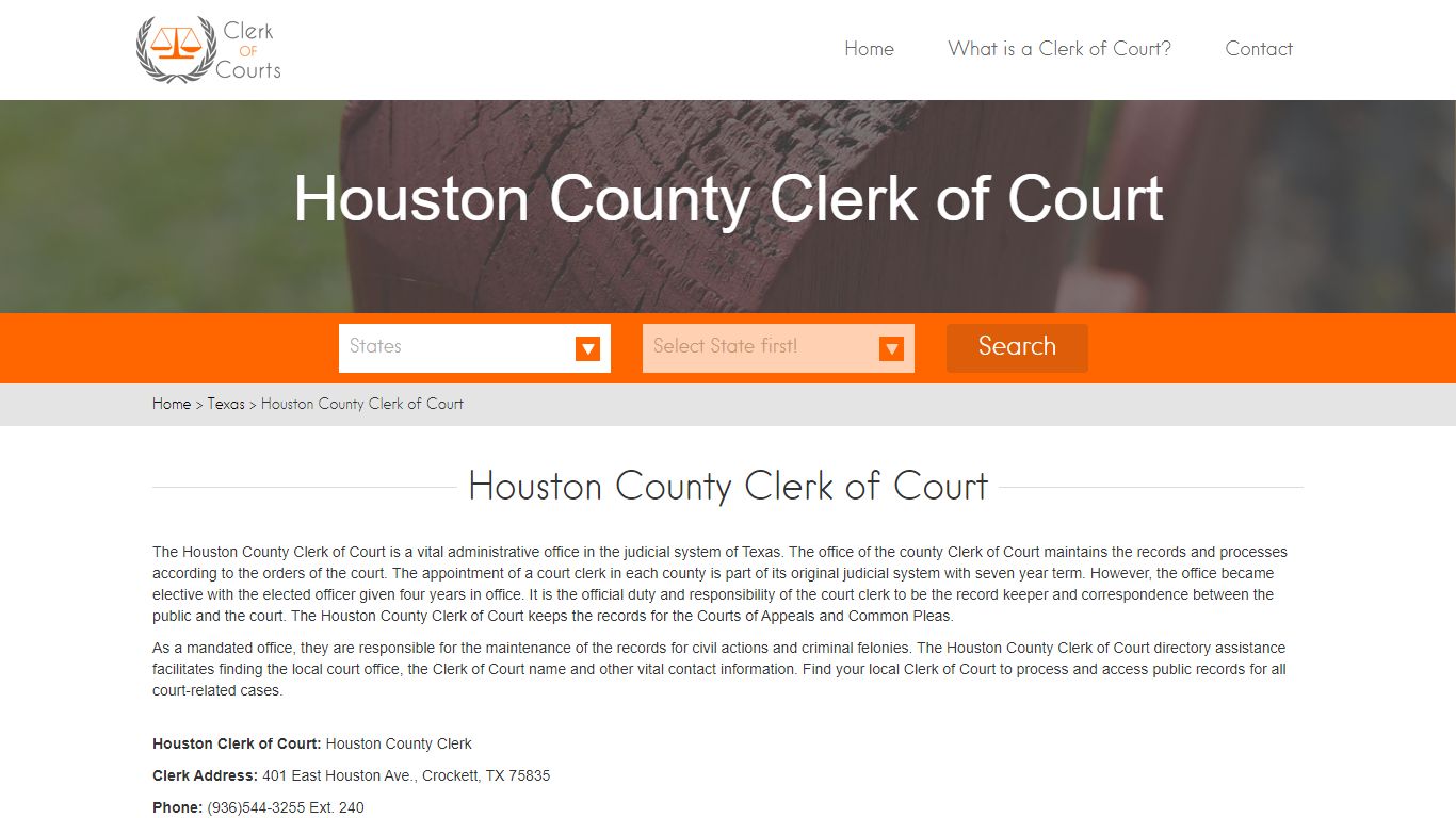 Find Your Houston County Clerk of Courts in TX - clerk-of-courts.com